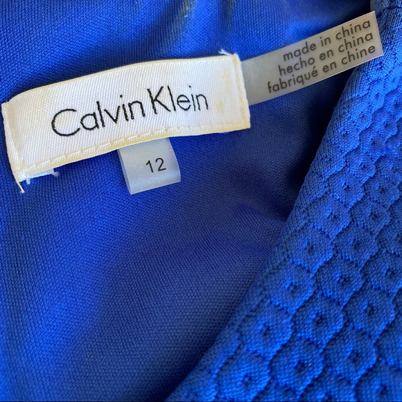 Calvin Klein Royal Blue Sheath Dress with Silver Zipper Accent Sz. 12 - Picture 6 of 12